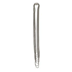 Silver-tone layered snake chain strands gathered at the top with small ring detail