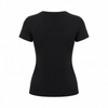 Black short-sleeve T-shirt back view with smooth plain fabric
