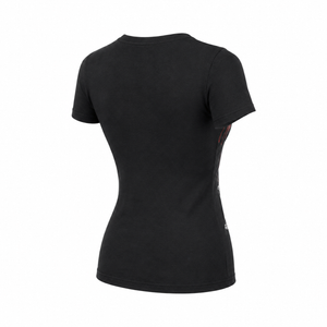 Black T-shirt back side view, plain with no visible back graphics