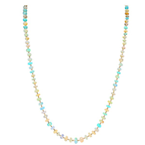 Multi colored opal bead necklace with tiny round beads and gold-tone chain links