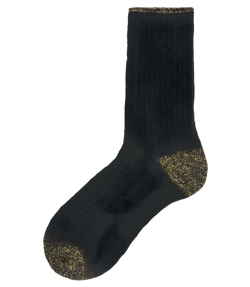 Alto Milano short socks, black with gold-speckled toe and heel