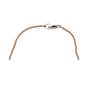 Brown chain necklace with pink tone; lobster clasp and ring closure