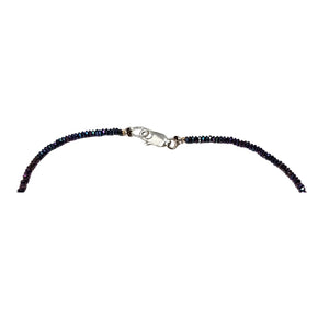 Multicolor beaded necklace with connector clasp at center back