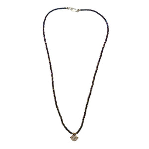 Multicolor pyrite bead necklace with small heart pendant charm