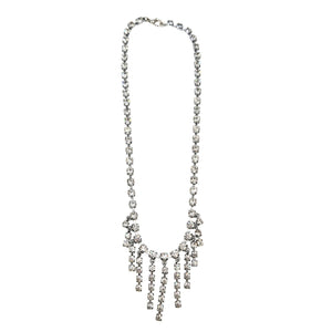 Rhinestone Y-style necklace with teardrop fringe at the bottom and loop top