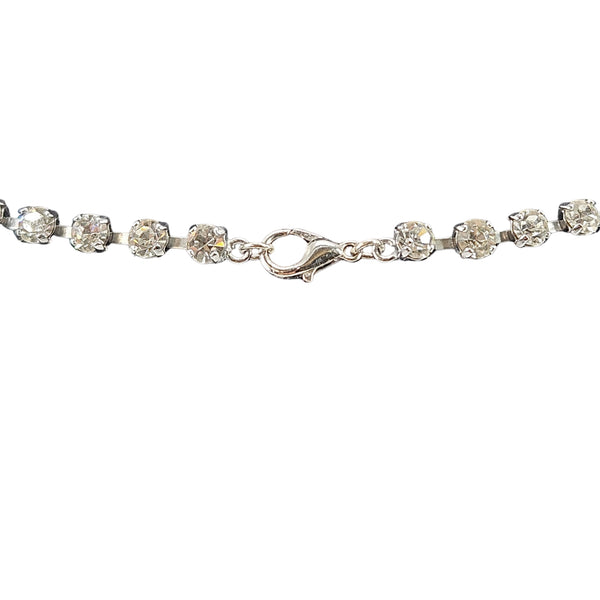 Rhinestone necklace chain with round link clasp and evenly spaced crystal stones