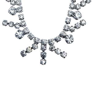 Vintage rhinestone choker necklace with Art Deco drop fringe centerpiece