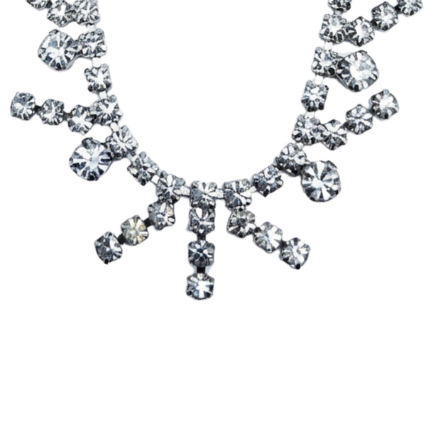Vintage rhinestone choker necklace with Art Deco drop fringe centerpiece