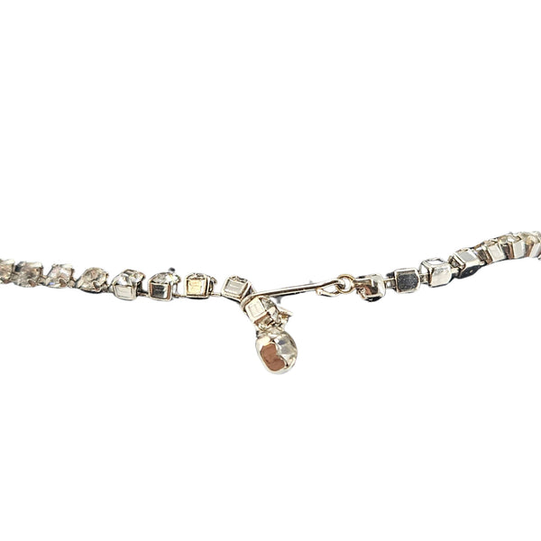 Rhinestone choker necklace back clasp with small charm drop