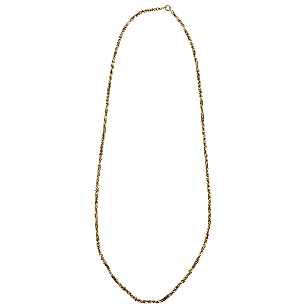 Gold chain necklace with oval links and small clasp at the top