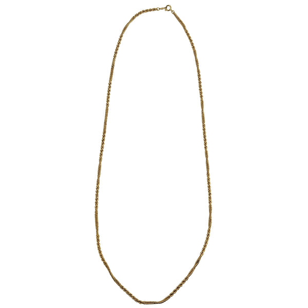 Gold chain necklace with oval links and small clasp at the top