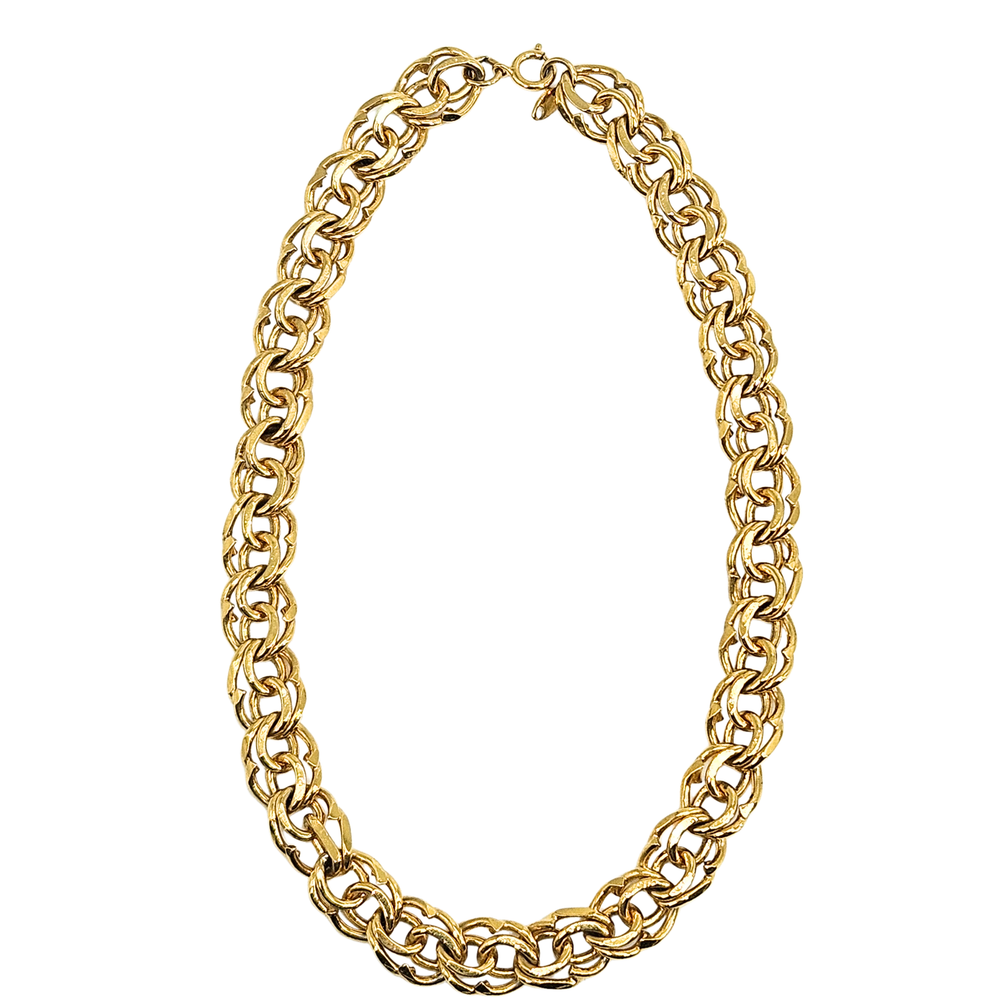 Gold chain choker necklace with interlocking oval links
