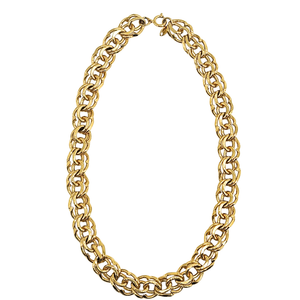 Gold chain choker necklace with interlocking oval links