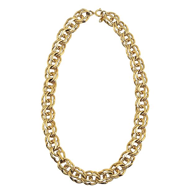 Gold chain choker necklace with interlocking oval links