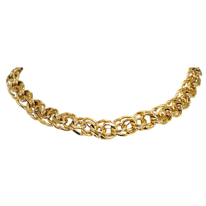 Gold chain choker necklace with chunky interlocking oval links, short length