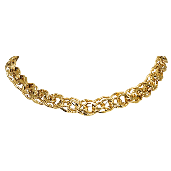 Gold chain choker necklace with chunky interlocking oval links, short length