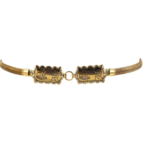 Vintage 1970s Egyptian Revival Brass Stretch Belt