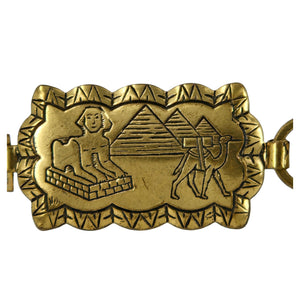 Vintage 1970s Egyptian Revival Brass Stretch Belt
