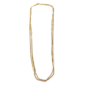 Gold-tone long station link chain necklace with oval link drape