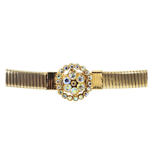 Vintage 1970s Gold-Tone Stretch Belt Aurora Borealis