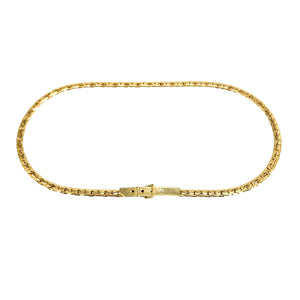 Gold vintage chain link belt with small rectangular mini buckle clasp