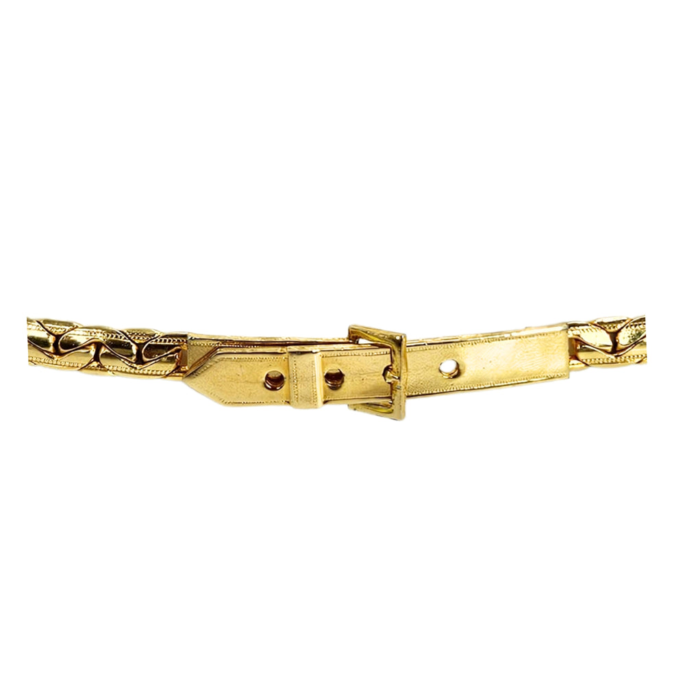 Gold vintage chain link belt with small rectangular mini buckle clasp