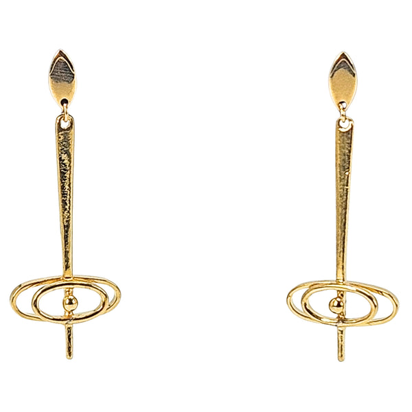Vintage 1970s Gold Tone Dangle Earrings