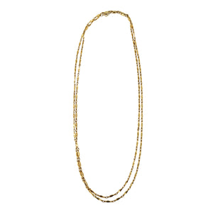 Vintage 1970s Gold Tone Long Station Chain Necklace