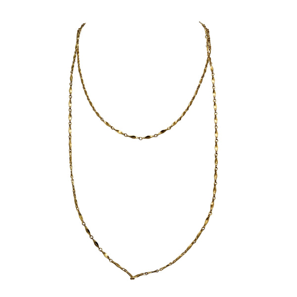Vintage 1970s Gold Tone Long Station Chain Necklace