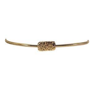 Gold stretch belt with rectangular textured nugget buckle