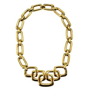 Gold chunky chain choker necklace with ornate linked center links