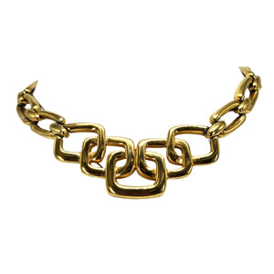 Gold chunky chain choker necklace with large square link centerpiece