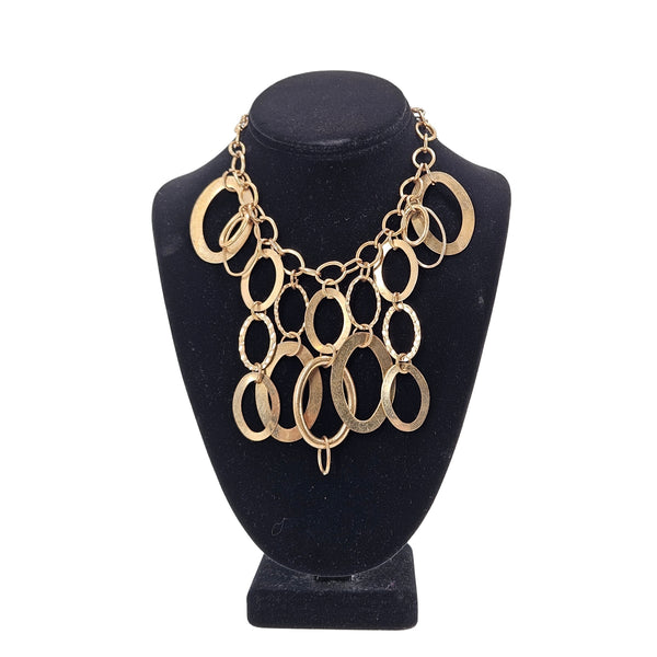 Vintage 1980s Gold-Tone Oval Link Statement Collar Necklace