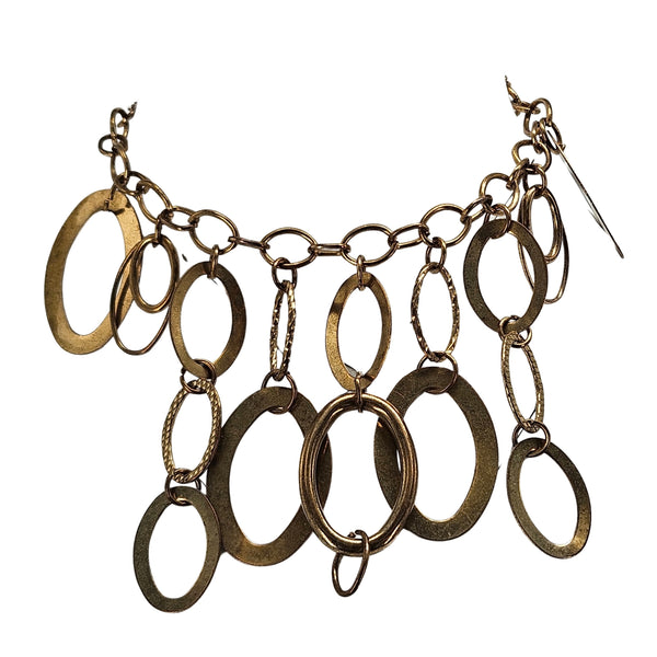 Vintage 1980s Gold-Tone Oval Link Statement Collar Necklace