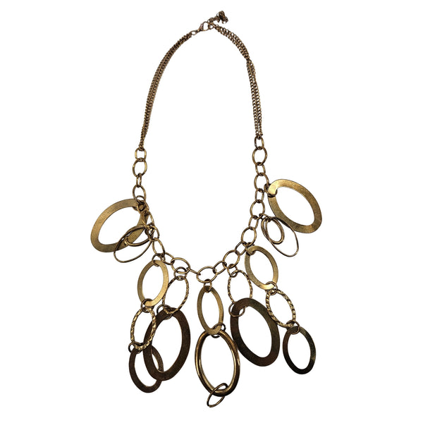 Vintage 1980s Gold-Tone Oval Link Statement Collar Necklace