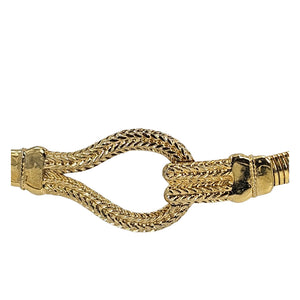 Gold braided chain buckle detail on ribbed stretch belt