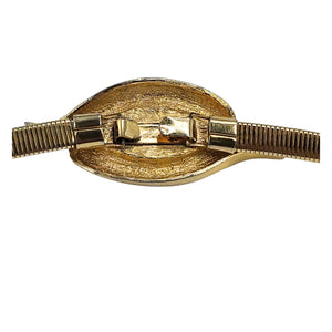 Gold snake buckle clasp and ribbed stretch belt back, centered