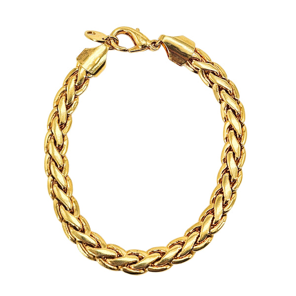 Vintage 1980s Gold Tone Braided Chain Bracelet