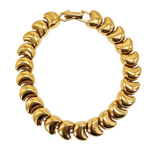 Vintage 1980s Gold Tone Crescent Link Bracelet