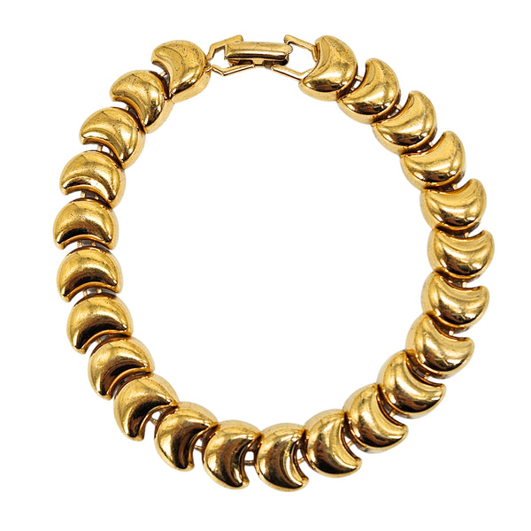 Vintage 1980s Gold Tone Crescent Link Bracelet