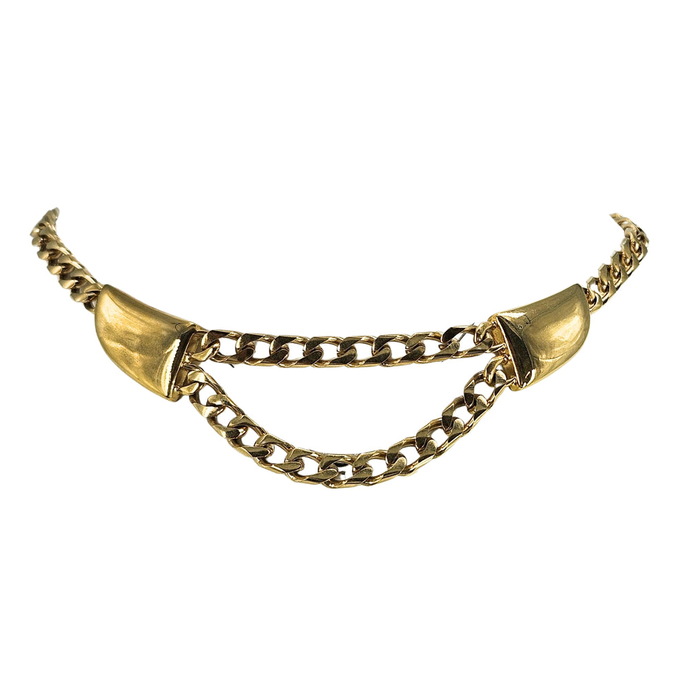 Gold tone double-strand chain necklace