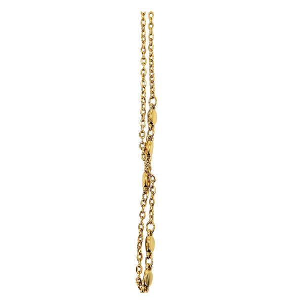 Vintage 1980s Gold Tone Oval Bead  Station Necklace