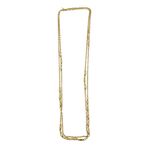 Vintage 1980s Gold Tone Oval Bead  Station Necklace
