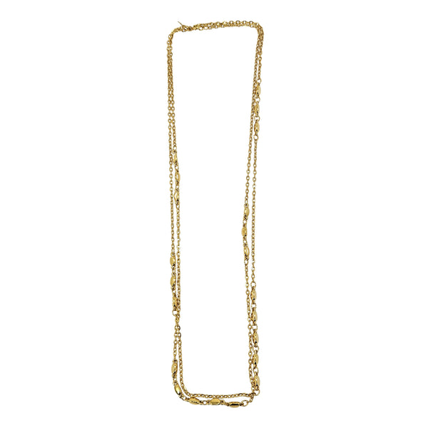 Vintage 1980s Gold Tone Oval Bead  Station Necklace