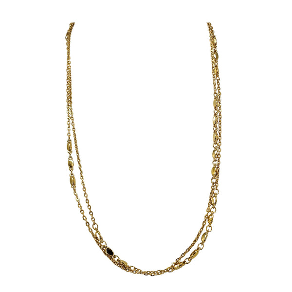 Vintage 1980s Gold Tone Oval Bead  Station Necklace