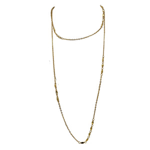 Vintage 1980s Gold Tone Oval Bead  Station Necklace