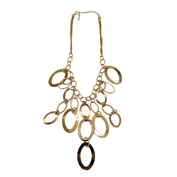 Vintage 1980s Rose Gold-Tone Oval Link Statement Collar Necklace