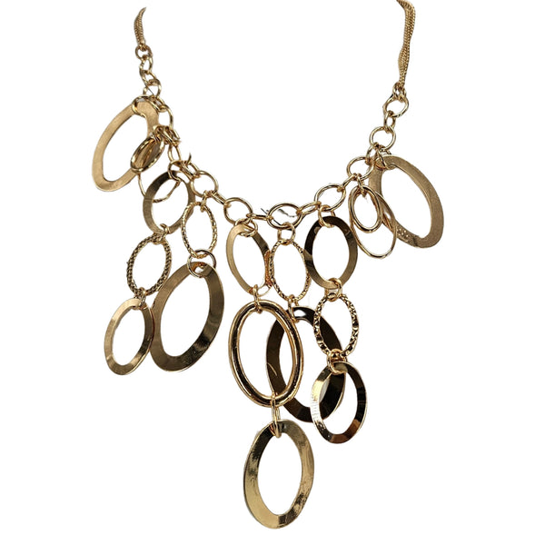 Vintage 1980s Rose Gold-Tone Oval Link Statement Collar Necklace