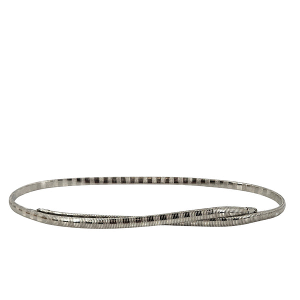 Silver snake chain stretch belt with slim metal links