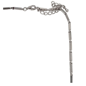 Silvertone necklace side clasp with chain extender and bar link end segments